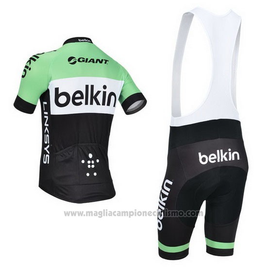 2013 Abbigliamento Ciclismo Belkin Verde e Nero Manica Corta e Salopette